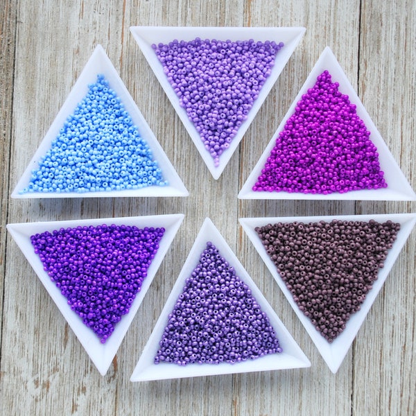 Seed Beads Pastel Beads Set, Glass Purple Shades Beads, Czech Seed Beads, Preciosa Seed Beads, Beading Supplies, Craft Gift for Her