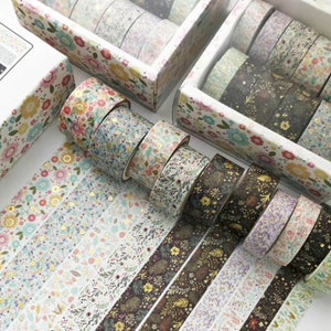 Floral Washi Tape, 10 Rolls Set Washi Tape, Decorative Adhesive Tape, Masking Tape, Scrapbooking Paper, Crafts Supplies, Paper Gift