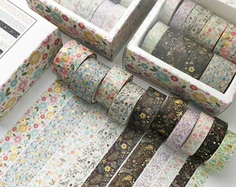Floral Washi Tape, 10 Rolls Set Washi Tape, Decorative Adhesive Tape, Masking Tape, Scrapbooking Paper, Crafts Supplies, Paper Gift