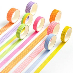 Pleaded Washi Tape, 10 Rolls Set Washi Tape, Decorative Adhesive Tape, Masking Tape, Scrapbooking Paper, Crafts Supplies, Paper Gift