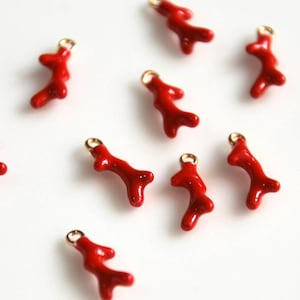 Red Coral Charms, 14k Gold Plated Coral Charm, Coral Pendant, Craft Supplies, Jewelry Making, Charm Gift for Her