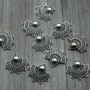 2 pcs Antique Silver Half Circle Connector, Jewelry Connector, DIY Craft Supply, Jewelry Finds Findings, Earrings Link, Earrings Connector