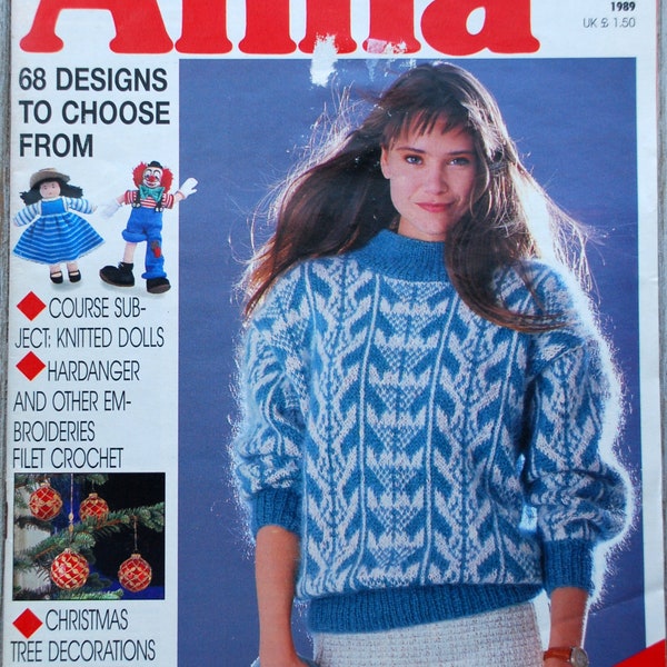 Anna Burda Knitting & Needlecrafts Novembre 1989, Needlework Magazine, Knitting Crochet Magazine, Needle Crafts Patterns, Burda Magazine