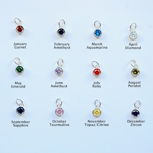 Sterling Silver Birthstone Charm, Bracelet Charm, Personalize Jewelry Charm, 7 mm Birthstone Charm, Charm Gift for Her