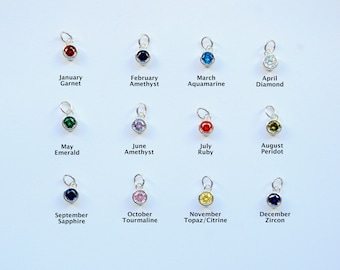 Sterling Silver Birthstone Charm, Bracelet Charm, Personalize Jewelry Charm, 7 mm Birthstone Charm, Charm Gift for Her