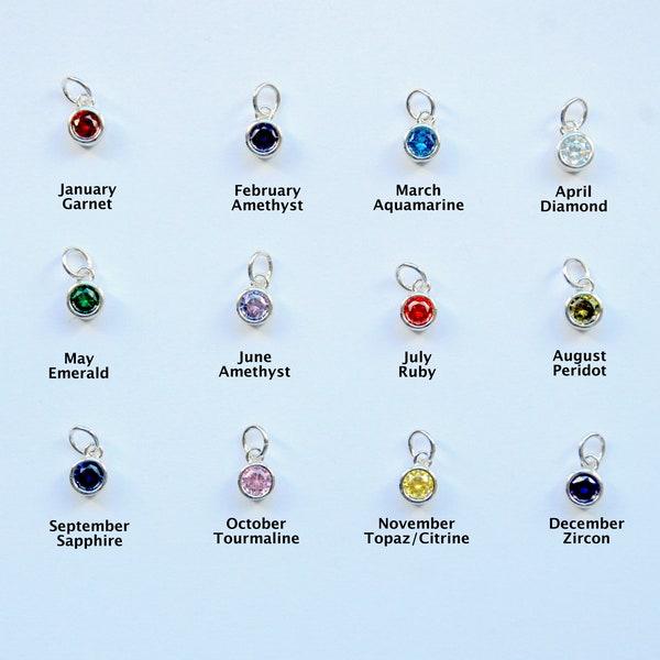 Sterling Silver Birthstone Charm, Bracelet Charm, Personalize Jewelry Charm, 7 mm Birthstone Charm, Charm Gift for Her