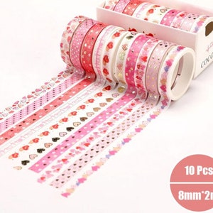 Heart Washi Tape, 10 Rolls Set Washi Tape, Decorative Adhesive Tape, Masking Tape, Scrapbooking Paper, Crafts Supplies, Paper Gift