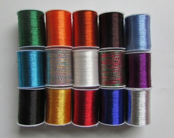 Fine Multi-Colour Metallic Thread for Embroidery, Sewing Metallic Thread, Silver Metallic Thread, Gold Work Thread, Embroidery Floss