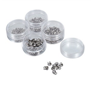 400 Pcs 304 Stainless Steel Bead Tips Open Clamshell Fold-Over Bead Tips Knot Covers End Caps Knots Crimp Findings for Jewelry Making Bracelets