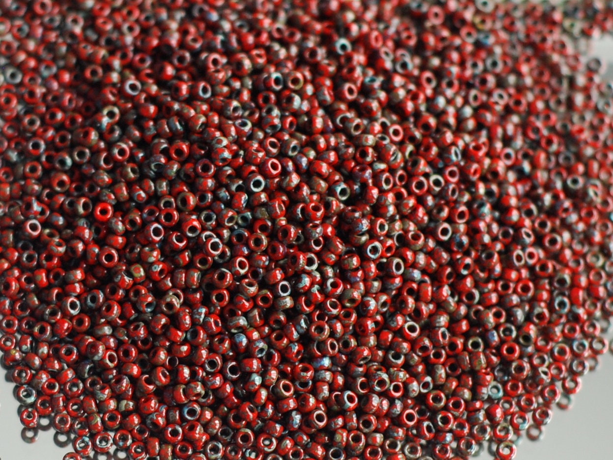Seed Beads, 11/0 Round Picasso Beads, Miyuki Japanese Red Garnet Matte Seed Beads, Size 11 Seed Beads, Rocaille Round Seed Bead, 11-94513