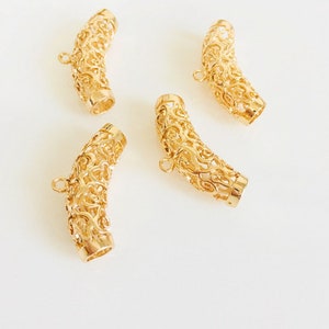 Gold Plated Jewelry Connector, 14k Tube Connector, Necklace Tube Connector, Bracelet Row Connector, Earrings Connector, Jewelry Making