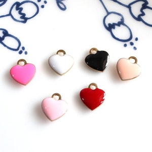 Heart Enamel Charm, Heart Charms, Jewelry Finds Findings, DIY Craft Supplies, Love Enamel Charm, Tiny Small Enamel Pendants