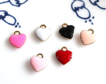 Heart Enamel Charm, Heart Charms, Jewelry Finds Findings, DIY Craft Supplies, Love Enamel Charm, Tiny Small Enamel Pendants