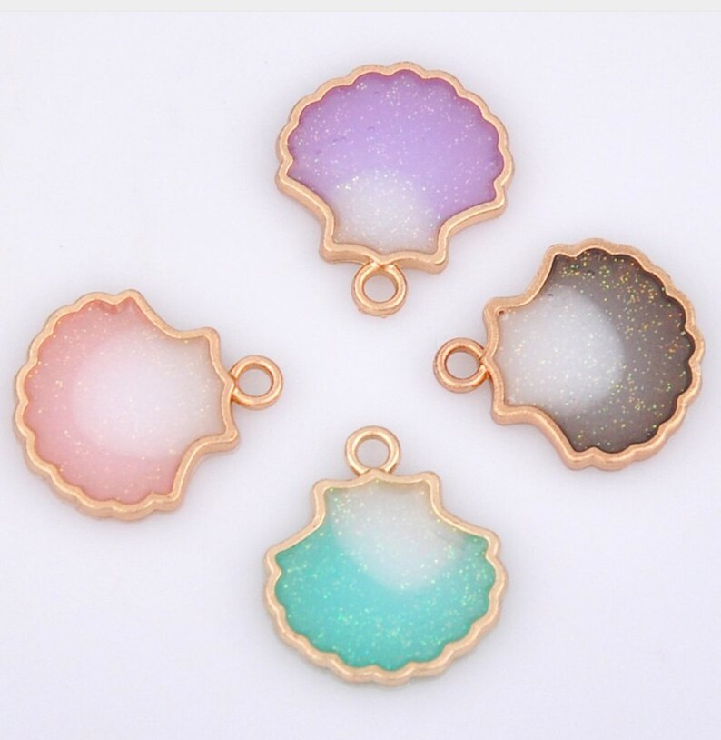 Ocean Charms Necklace Charms Resin Charms Gold Charms Beach Charms Shell Charm Seashell Charm Sea Scallop Charm Bracelet Charms