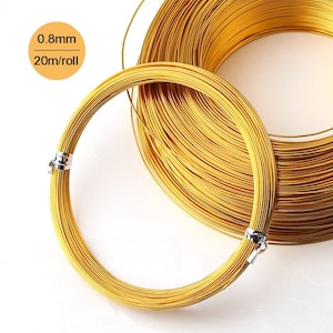 Aluminum Gold Jewelry Wire, Round Wire, 20ga Wire, 0.8 mm Round Wire, Wire Wrapping, Jewelry Making Wire, Plated Wire, Jewelry Supplies