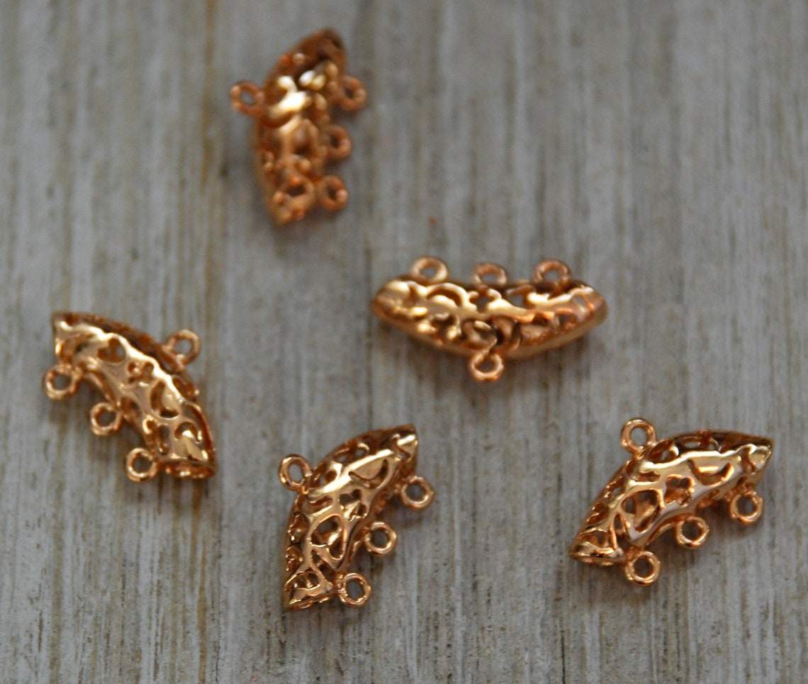 Gold Plated Jewelry Connector 14k 3 Strand Connector Etsy