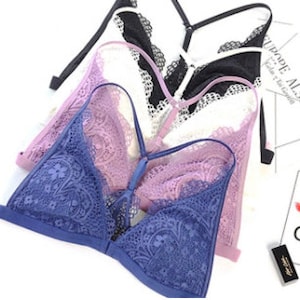 Lace Lingerie Set, Front Closure Pastel Lingerie, Gift for Her, Sexy Lingerie, Sexy Underwear, Lace Bra & Panties, Gift for Her