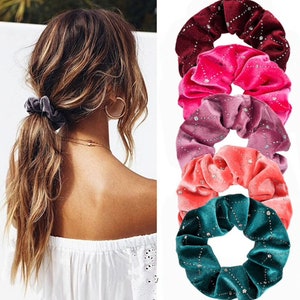 Velvet Scrunchies, Cute Shiny Velvet Scrunchies, Girl Scrunchies, Hair Accessories, Hair Décor Scrunchies, Gift for Her, Gift for Girlfriend
