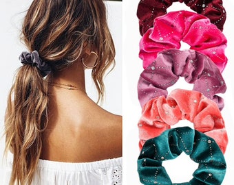Velvet Scrunchies, Cute Shiny Velvet Scrunchies, Girl Scrunchies, Hair Accessories, Hair Décor Scrunchies, Gift for Her, Gift for Girlfriend
