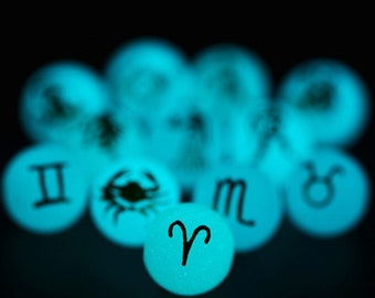 Glow in the Dark Beads, 10 mm Beads, Birth Stone Glow Beads, Luminous Beads, Zodiac Beads, Astrology Glowing Ball Beads, DIY Craft Supplies