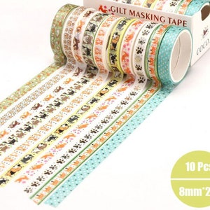 Animal Washi Tape, 10 Rolls Set Washi Tape, Decorative Adhesive Tape, Masking Tape, Scrapbooking Paper, Crafts Supplies, Paper Gift