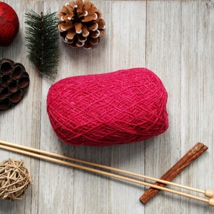 Wool Yarn, 100% Carded Wool Yarn, Knitting Crochet Wool Yarn, Knitting Crochet Supplies, Pink Natural Pure Wool Yarn, Gift for Her