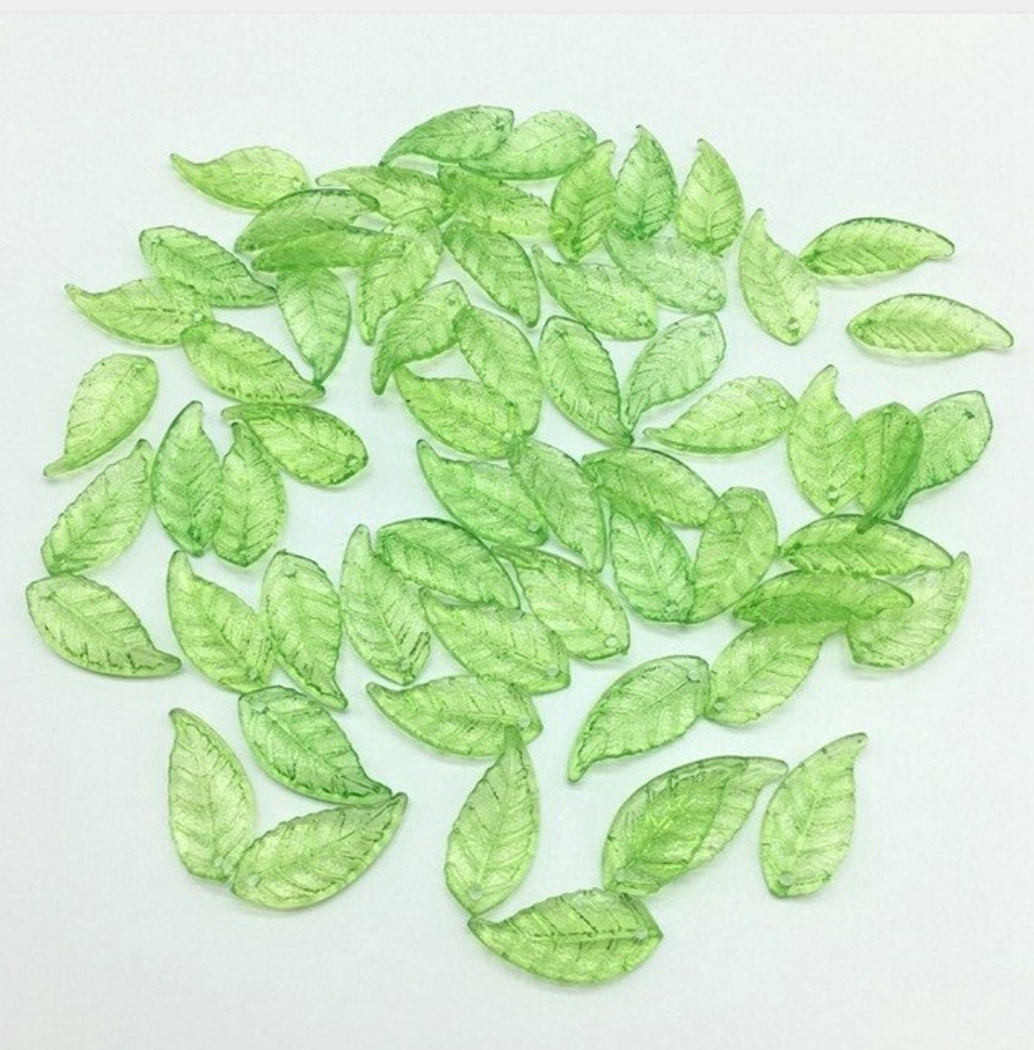 10 Green Plastic Leaves Czech Plastic Leaves Beads 10x22 mm Etsy