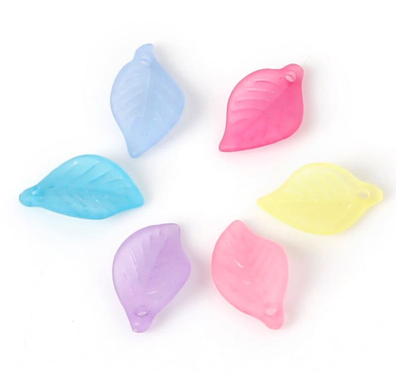 10 Multi Color Plastic Leaves Plastic Leaves Beads 10x17 Mm Etsy