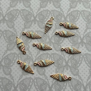 Enamel Ice Cream Gold Charm, Icecream Pendant, Enamel Charm, Bracelet Ice Cream Charm, Jewelry Charm, Jewelry Supplies