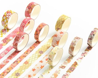 Floral Washi Tape, 10 Rolls Set Washi Tape, Decorative Adhesive Tape, Masking Tape, Scrapbooking Paper, Crafts Supplies, Paper Gift