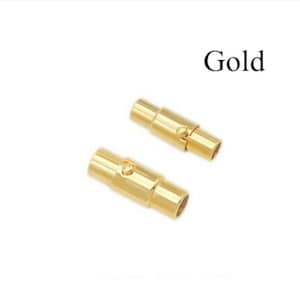 Magnetic Lock Clasp 3/4/5/6/8 mm, Gold Tone Leather Cord Clasp, Kumihimo Bracelet End Clasp, Locking End Cap, DIY Jewelry Craft Supply