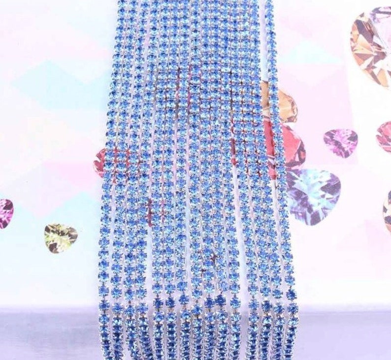 Aurora Borealis Rhinestone, Crystal Cup Chain, Deep Blue Chain, Aurora Borealis Rhinestone, Crystal Cup Chain, Deep Blue Chain,