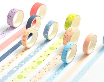 Floral Washi Tape, 10 Rolls Set Washi Tape, Decorative Adhesive Tape, Masking Tape, Scrapbooking Paper, Crafts Supplies, Paper Gift