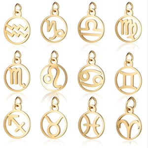 Zodiac Charms, Stainless Steel Gold Charms, Zodiac Charms, Jewelry Making Supplies, Constellation Charms, Zodiac Gift, Zodiac Gift