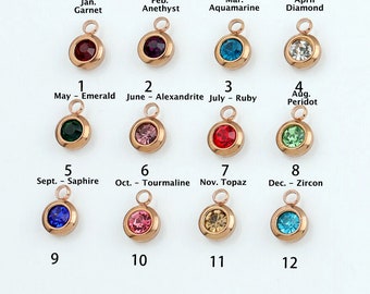 Swarovski Mini Birthstone Charm, Bracelet Charm, Personalized Jewelry, 6 mm Rose Gold Necklace Charm, Charm Gift
