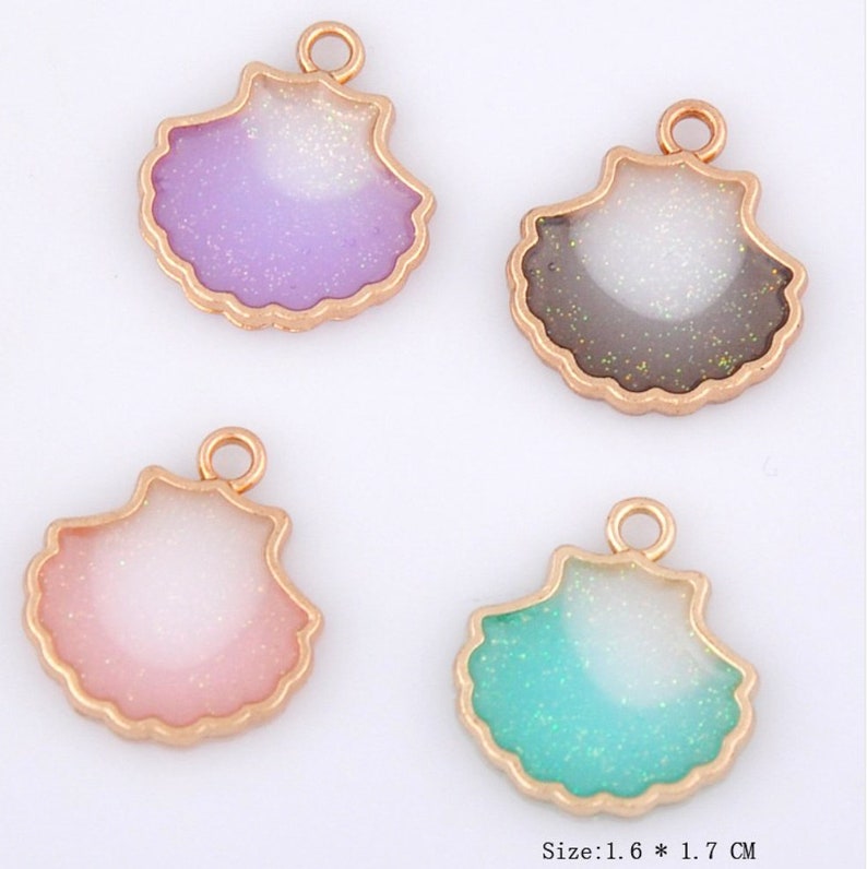 Ocean Charms Necklace Charms Resin Charms Gold Charms Beach Charms Shell Charm Seashell Charm Sea Scallop Charm Bracelet Charms