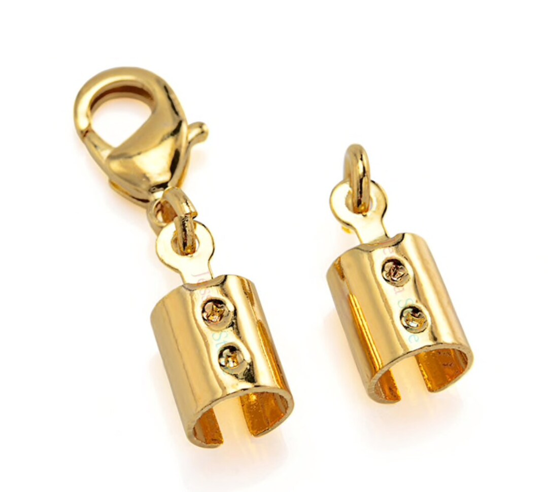 Gold Lobster Clasp With End Caps Leather Rope Caps With Etsy