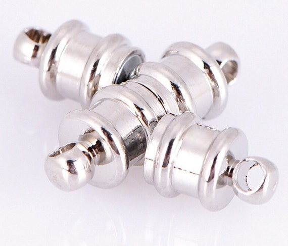 Cylinder Shape Magnetic Clasp, Disc Shape Clasp, Silver Tone Clasp