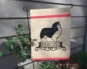 Sheltie/ Shetland Sheepdog/ Dog/ Garden Flag/ Burlap Garden Flag/ Wedding Gift/Housewarming Gift