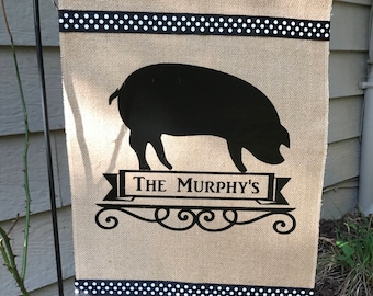 Pig/Pig Burlap Flag/Pig Garden Flag