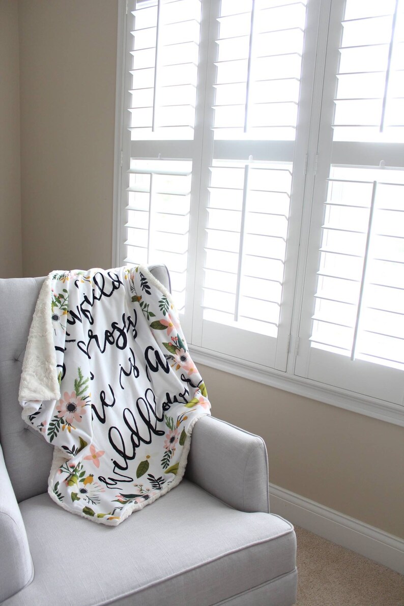 Floral Minky Blanket / Security Blanket/ Floral Baby Gift / Etsy