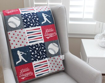 Baseball "Little Slugger" Blanket - Minky Dot