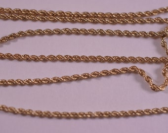 Vintage 14K solid yellow gold necklace rope chain 3.5 grams 24 inches