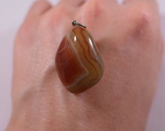 Vintage natural carnelian red banded agate pendant for necklace