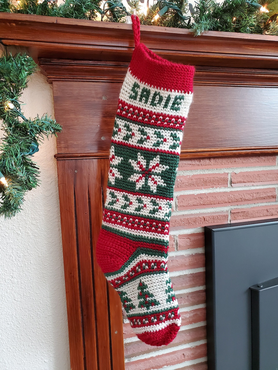 Personalized Crochet Fair Isle Stocking Pattern- Large Snowflake - Etsy