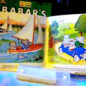 BABAR RARE PAINT Box Book 1989/Storybook 1973 &quot;Meet Babar & His Family” Unused Paper Books, Babar PaintBook Vintage, Babar Storybook Vintage