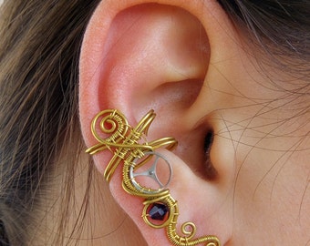 Boucle d'oreille steampunk sans piercing, fausse boucle d'oreille, bijoux steam punk - ROYAL