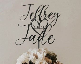 Personalisierte Rustikale Hochzeitstorte Topper mit Datum, Hochzeitstorte Topper, Benutzerdefinierte Script Cake Topper für Hochzeit, Benutzerdefinierte Hochzeitstorte