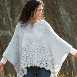 Lacy Floral Crochet Poncho Pattern: Women's Rectangle Wrap (PDF Download, Size Inclusive S-5X)