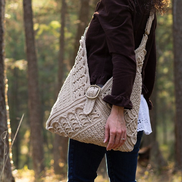 Crochet Purse Pattern | DIGITAL PDF DOWNLOAD | Crossbody Bag Crochet Pattern, Crochet Shoulder Bag Tutorial, Casual Bag, Sturdy Market Bag